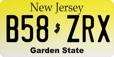 NJ license plate B58ZRX