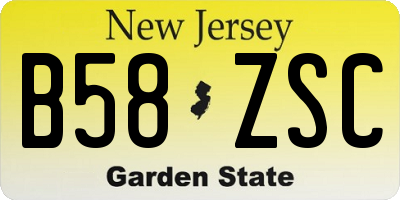 NJ license plate B58ZSC