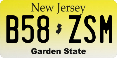 NJ license plate B58ZSM