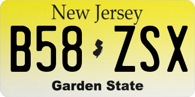 NJ license plate B58ZSX