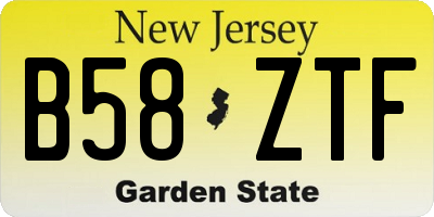 NJ license plate B58ZTF