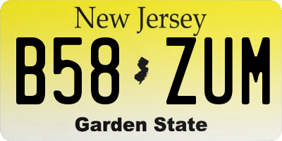 NJ license plate B58ZUM