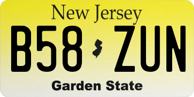 NJ license plate B58ZUN