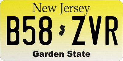 NJ license plate B58ZVR