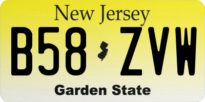 NJ license plate B58ZVW