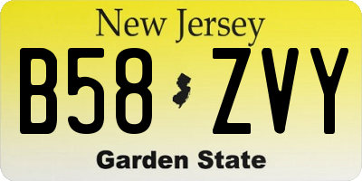 NJ license plate B58ZVY