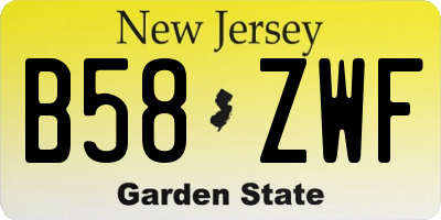 NJ license plate B58ZWF