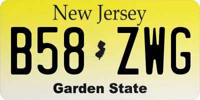 NJ license plate B58ZWG