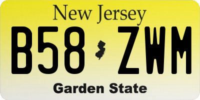 NJ license plate B58ZWM