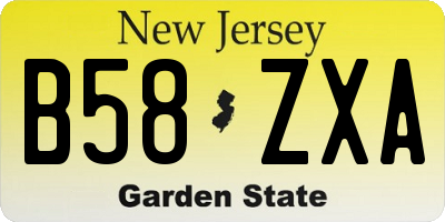 NJ license plate B58ZXA