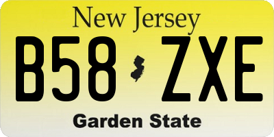NJ license plate B58ZXE