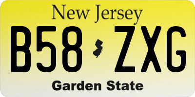 NJ license plate B58ZXG