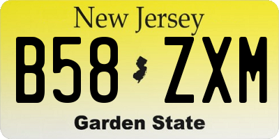 NJ license plate B58ZXM