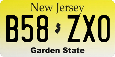 NJ license plate B58ZXO