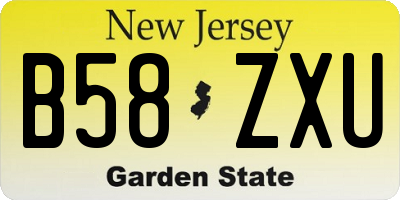 NJ license plate B58ZXU