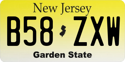 NJ license plate B58ZXW