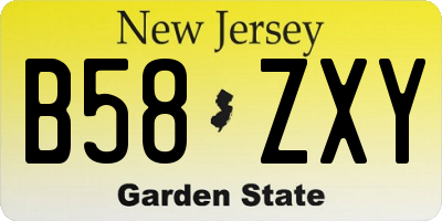 NJ license plate B58ZXY