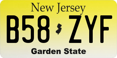 NJ license plate B58ZYF