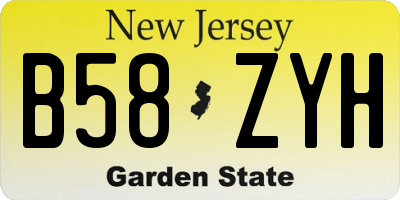 NJ license plate B58ZYH
