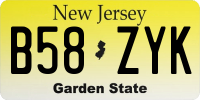 NJ license plate B58ZYK
