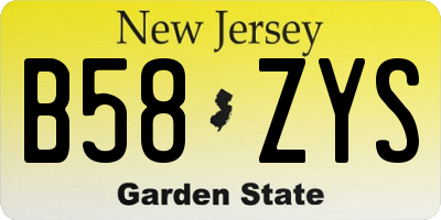 NJ license plate B58ZYS