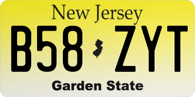 NJ license plate B58ZYT