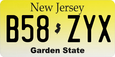 NJ license plate B58ZYX