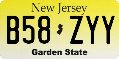 NJ license plate B58ZYY