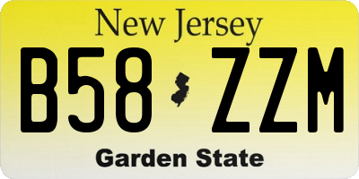 NJ license plate B58ZZM