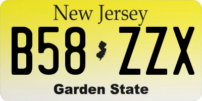NJ license plate B58ZZX