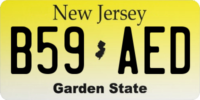 NJ license plate B59AED