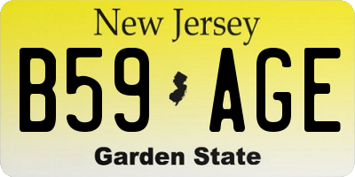 NJ license plate B59AGE