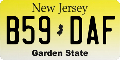 NJ license plate B59DAF