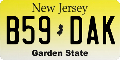 NJ license plate B59DAK