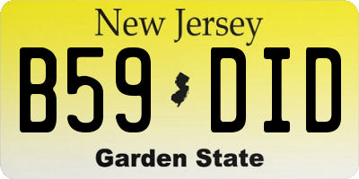 NJ license plate B59DID
