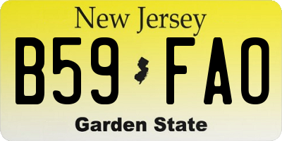 NJ license plate B59FAO