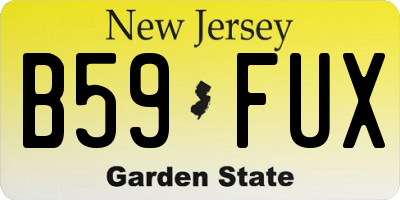 NJ license plate B59FUX