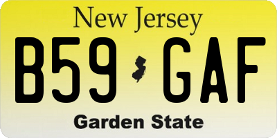 NJ license plate B59GAF