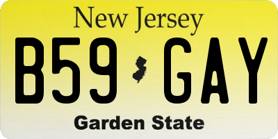 NJ license plate B59GAY