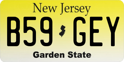 NJ license plate B59GEY