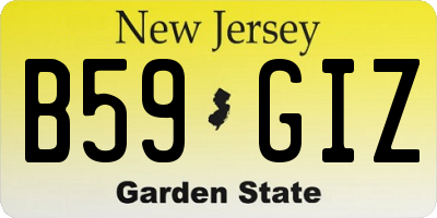 NJ license plate B59GIZ