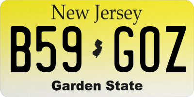 NJ license plate B59GOZ