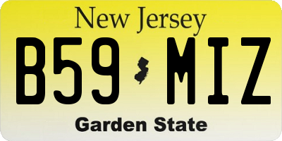 NJ license plate B59MIZ