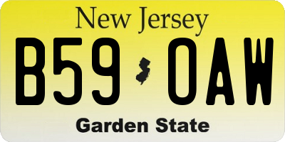 NJ license plate B59OAW