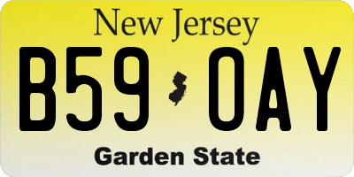 NJ license plate B59OAY