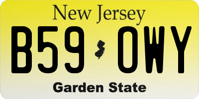 NJ license plate B59OWY