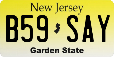 NJ license plate B59SAY