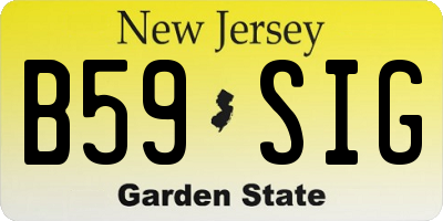 NJ license plate B59SIG