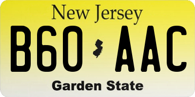 NJ license plate B60AAC