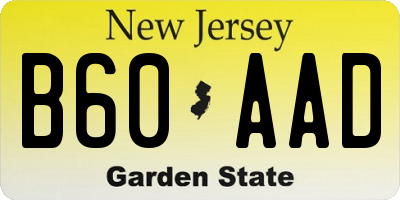 NJ license plate B60AAD